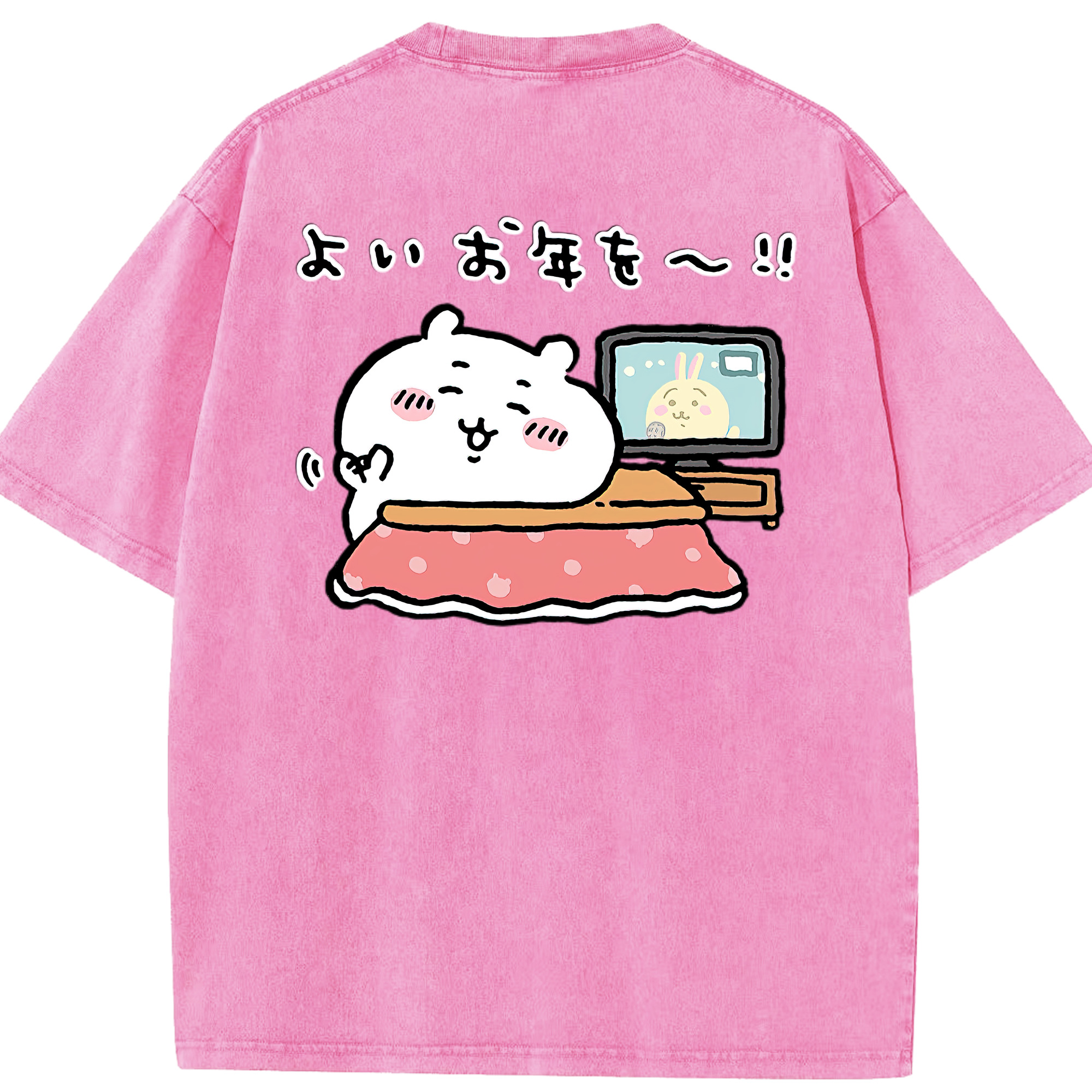 （画像用） ちいかわ ちいかわ Chii-kawa chiikawa 綿100% ヴィンテージ風 半袖Tシャツ（背面プリント）